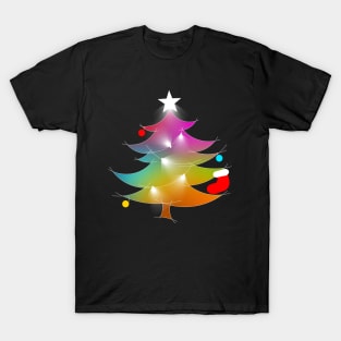 Colorful Rainbow Christmas Tree With Bright Christmas Lights T-Shirt